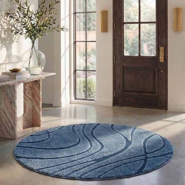 SAFAVIEH Florida Shag Sigtraud Abstract Waves 1.2-inch Thick Rug