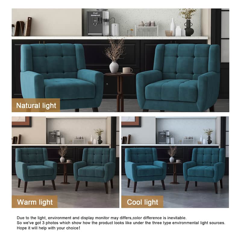 Set of 2 Tufted Upholstered Accent Armchair