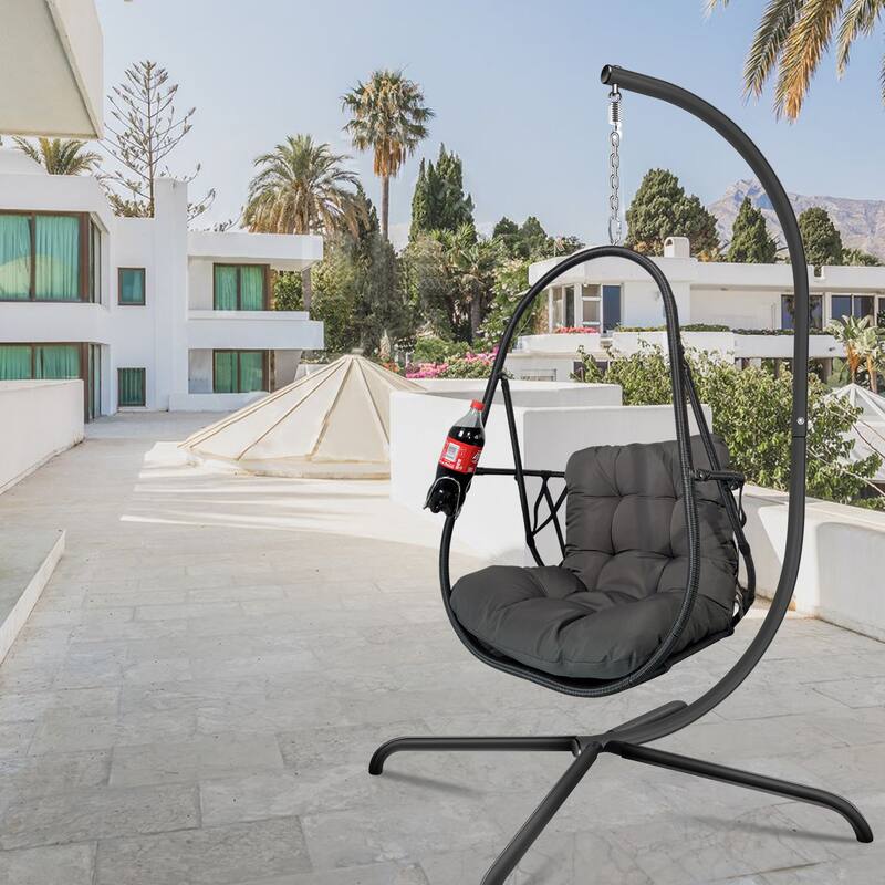 Hanging Swing Egg Chairs Foldable Hanging Basket Chair with Cup Holder