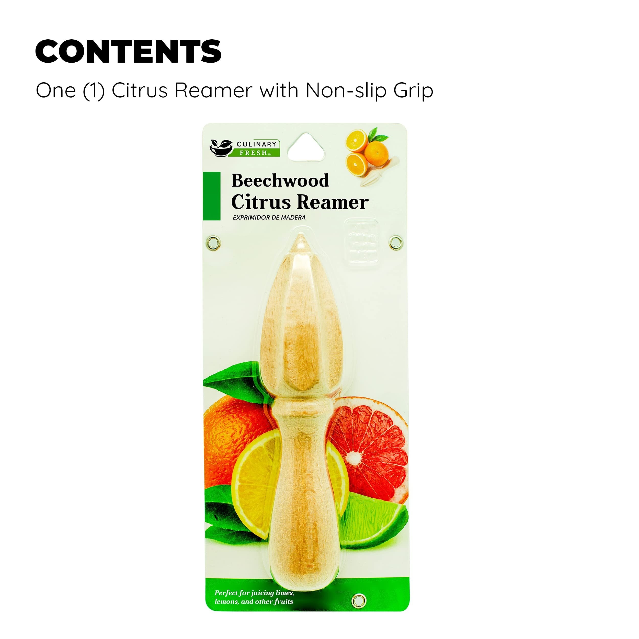 Culinary Fresh Beech Wood Citrus Reamer, Orange and Lemon Handheld Juicer