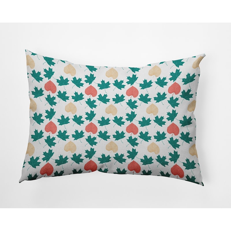 Lots of Leaves Fall Indoor/Outdoor Throw Pillow - 14" x 20" - Unreal Teal