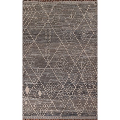 Trellis Geometric Moroccan Oriental Area Rug Hand-Knotted Wool Carpet - 7'0"x 11'2"