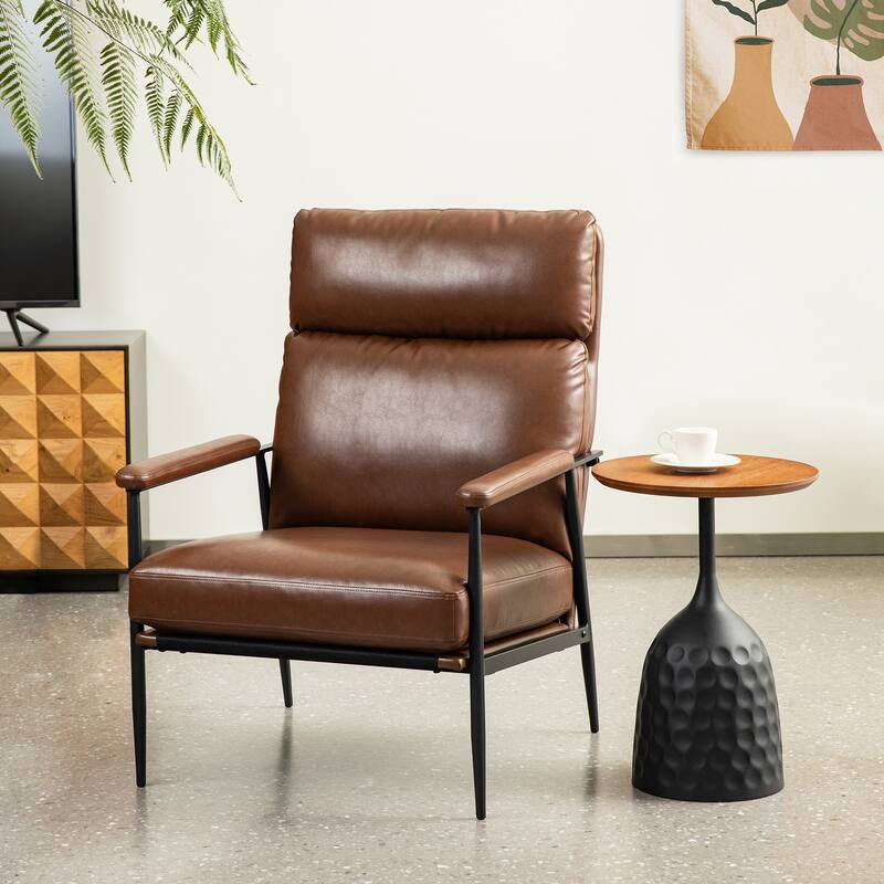 Glitzhome Set of 2 33.75"W Leatherette Armchairs With High Back and Padded Arms - 33.75" W x 39.5" H x 28" D