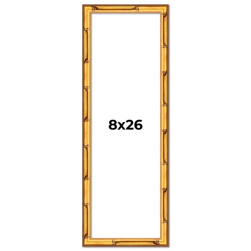 8x26 Frame Gold Bamboo Solid Wood Picture Frame | 1 Inch Moulding