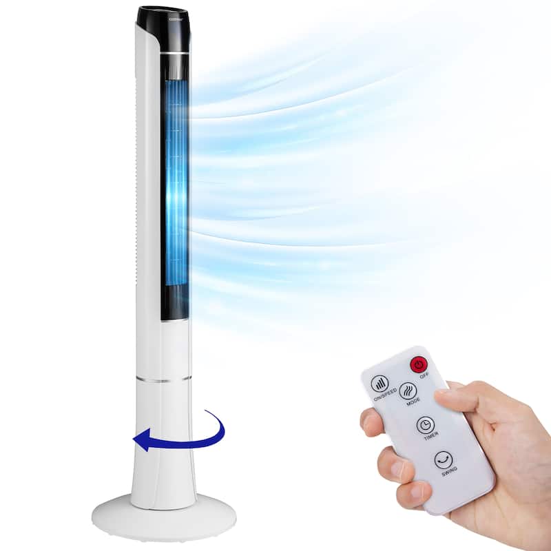 Costway Portable 48'' Tower Fan 80° Oscillating Bladeless Fan with - 13.5'' x 13.5'' x 48'' - White