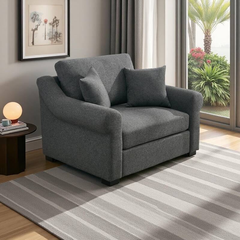 Chenille Oversized Armchair with Wide Roll Arms by Harper&Bright Designs - Grey