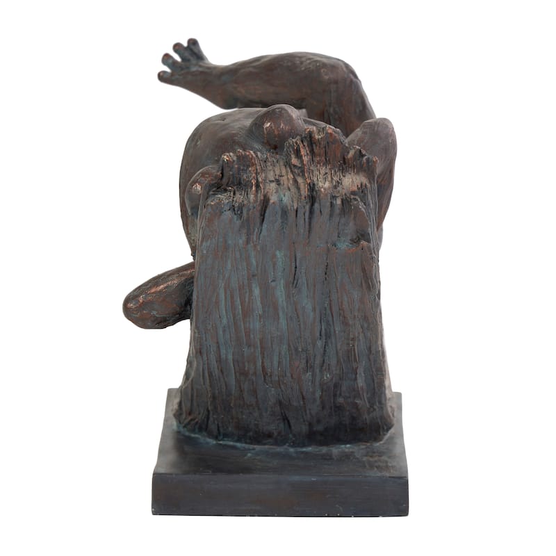 Bronze Resin Patina Relaxing Frog Decorative Sculpture