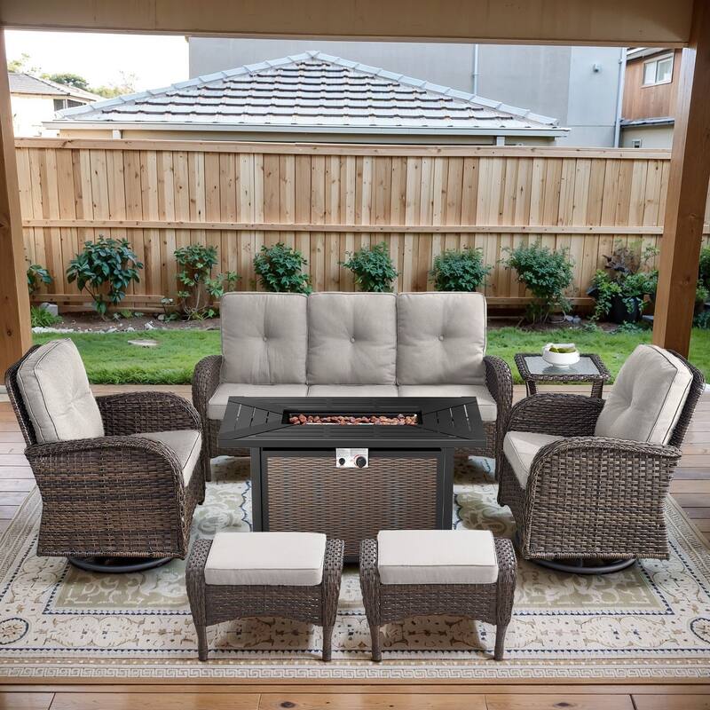 Gymojoy Outdoor Fire Pit Conversation Set, 3-Seat Sofa & Chairs Patio Furniture Set