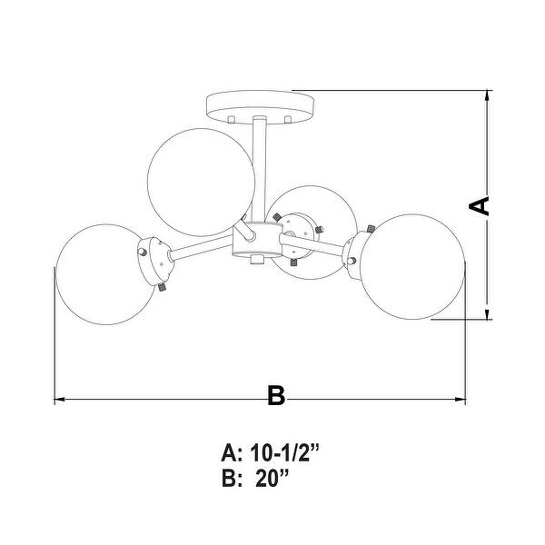 dimension image slide 1 of 2, Orbit Sputnik Bronze Industrial Semi-flush Ceiling Light Fixture