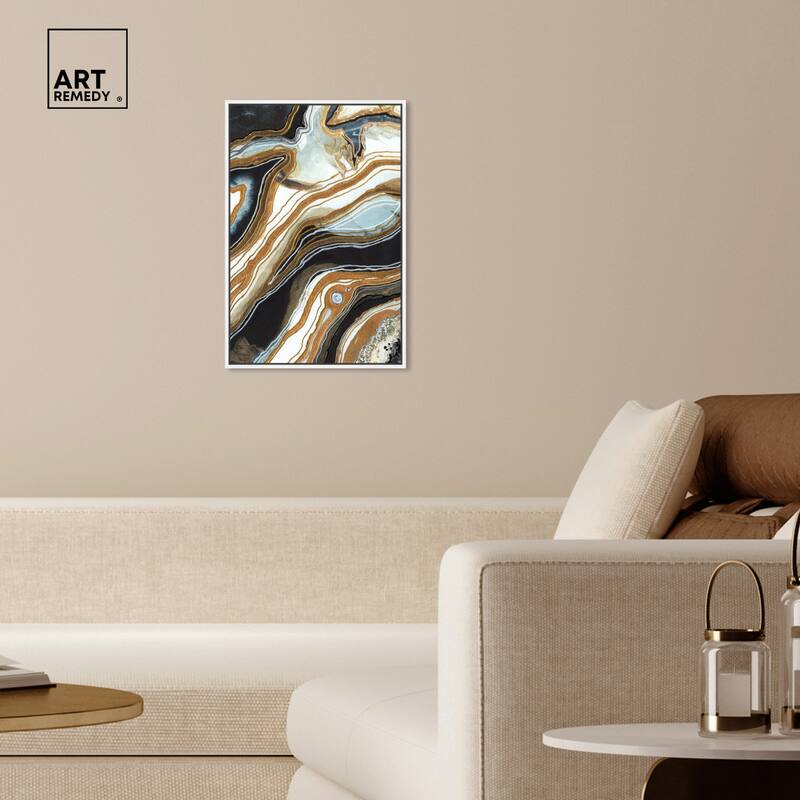 Art Remedy Black And Gold I Framed Mineral, Agate & Geode 1 Piece Canvas Wall Art