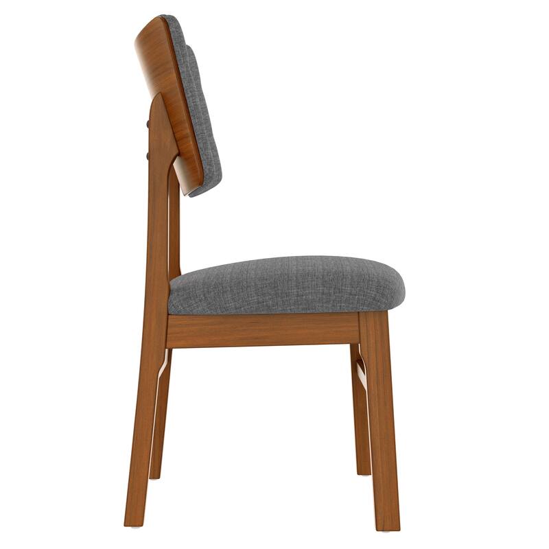 Modern 4 Piece Linen Solid Wood Armless Dining Chair with Cushion, Curved Backrest for Dining Room Kitchen Bedroom Living Room