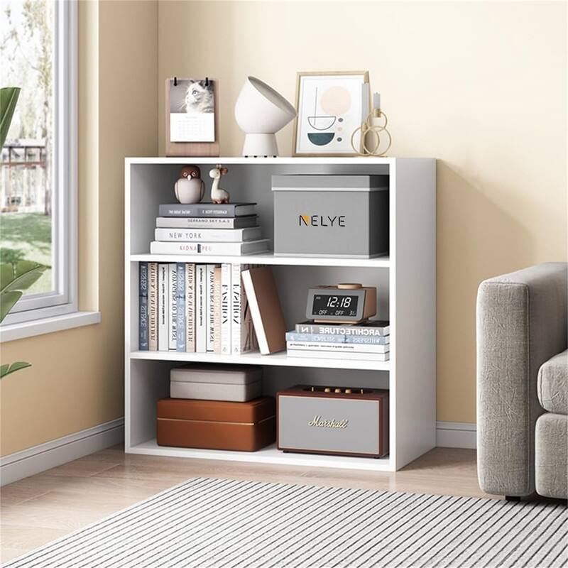 Basic Open Shelf Bookcase - 4-Tier Wooden Cube Storage Shelves - 9.53"D x 23.62"W x 31.5"H