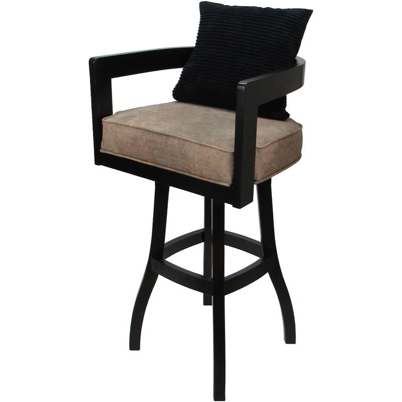Swivel Wood Counter Bar or Extra Tall Stool - Kadir on S-Base - N/A - Sandstone - Black Pillow - Black - Bar Height - 29-32 in.
