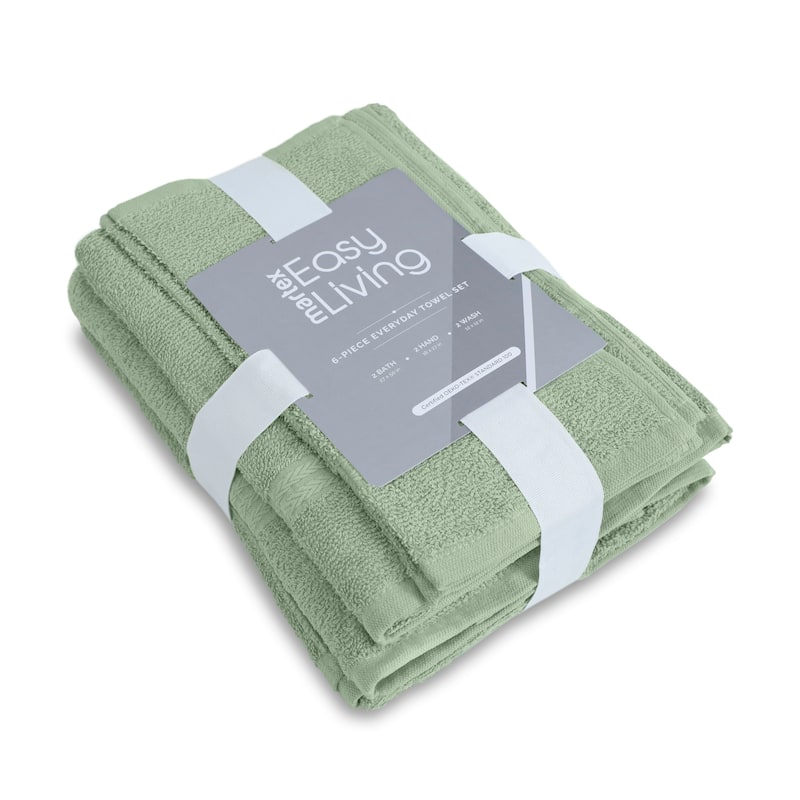 Superior Miami 100% Cotton 6-Piece Towel Set - Lightweight & Quick Drying