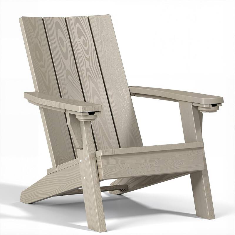 Adirondack Chairs, Folding Chairs for Outside with Cup Holder for Patio Garden - Grey