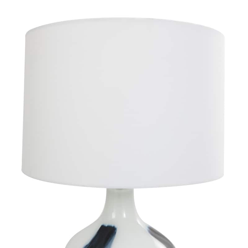 Glass Abstract Room Accent Lamp with Blue Drip Splatter Design - White - Roche River Decor