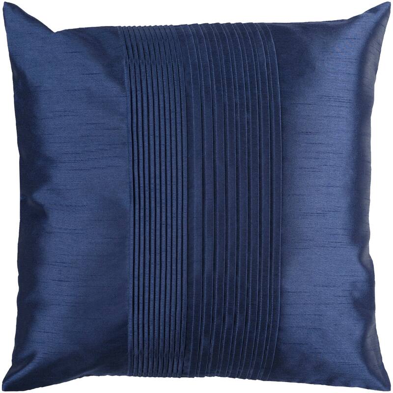 Livabliss Hind Decorative 18-inch Shiny Square Pleated Throw Pillow - Cover Only - Navy