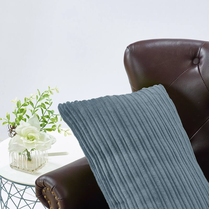 Ribbed Flanned 4 Pieces Pillow Shell Set, NO INSERT