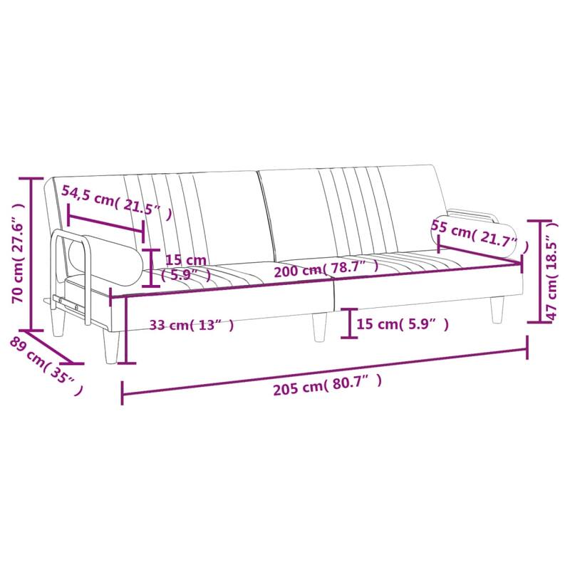 vidaXL Sofa Bed with Armrests Couch Recliner Loveseat Folding Daybed Velvet - 80.7" x 35" x 27.6"