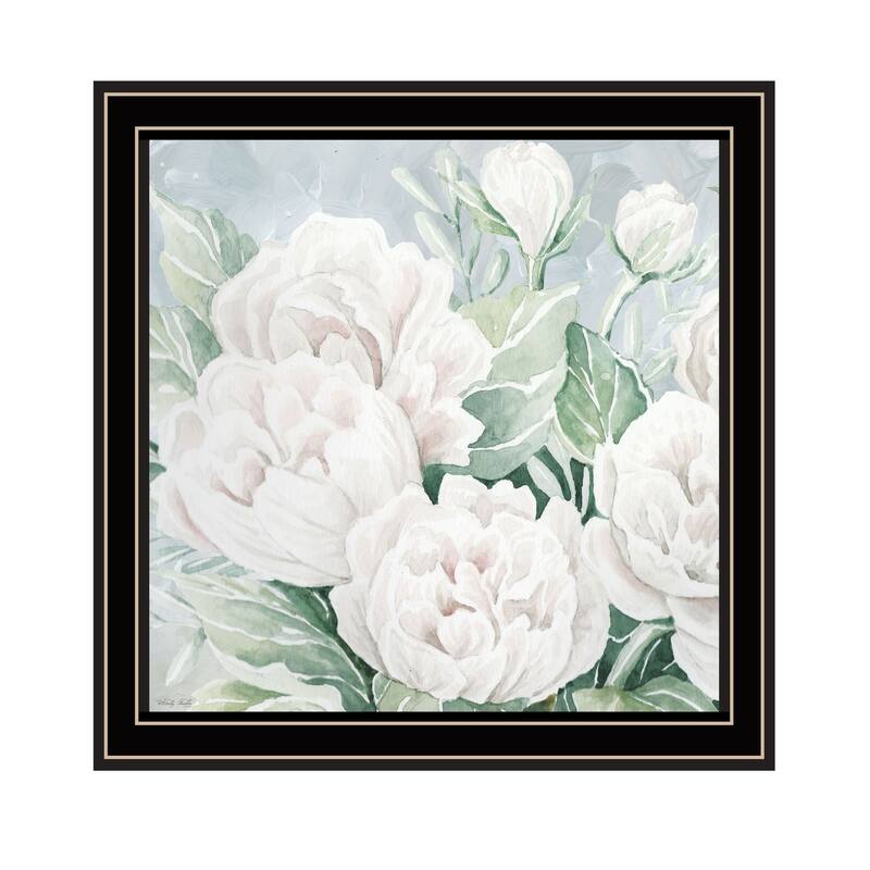 TrendyDecor4U Contemporary "Peaceful Peonies In Full Bloom" Framed Print Wall Art - Multi