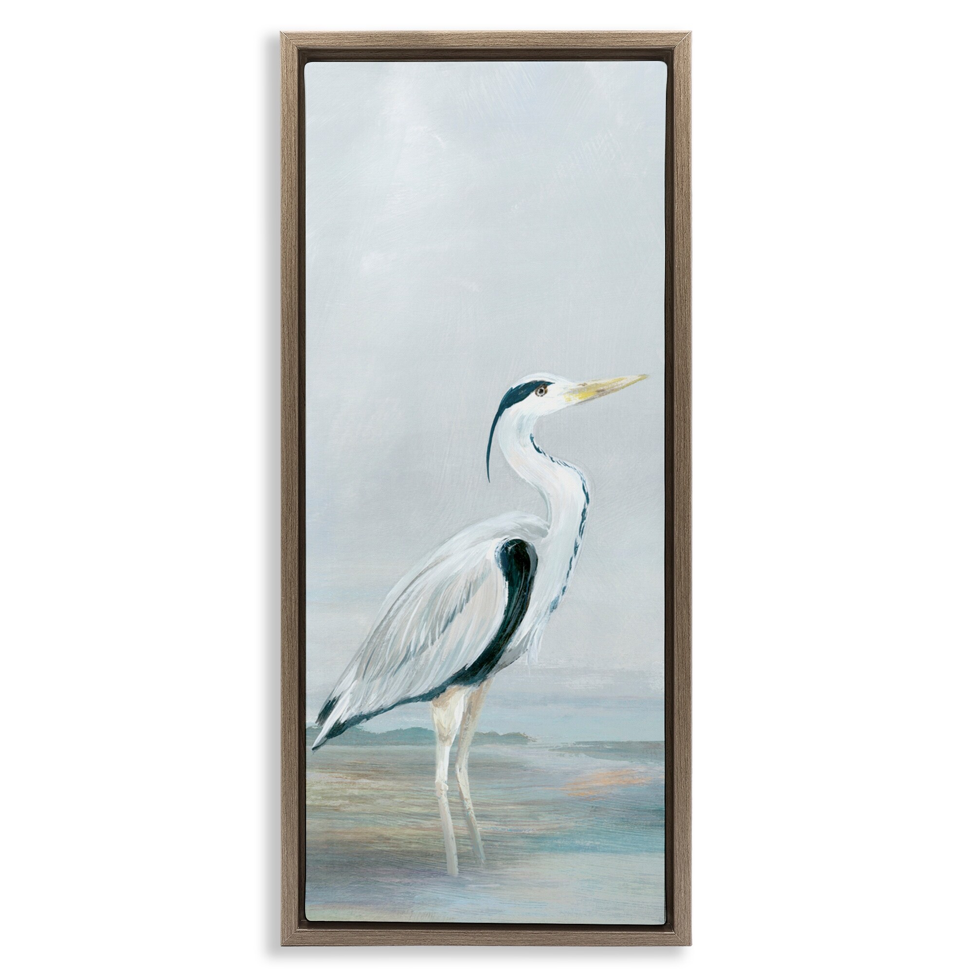 Stupell Standing Tall White Heron Framed Floater Canvas Wall Art Design By Lily K.