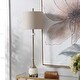 preview thumbnail 6 of 4, Polished Marble Style Buffet Lamp with Drum Shade - 35" - Brown