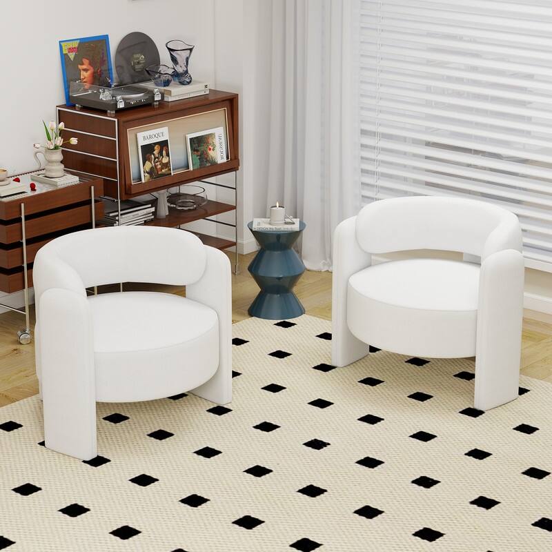 Velvet Upholstered Modern 3-leg Barrel Accent Chair