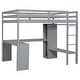 preview thumbnail 7 of 11, Full Loft Bed with L-shaped Desk, Wardrobe and Storage Shelves, Grey
