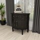 preview thumbnail 7 of 15, Dark Brown Faux Leather Cedar Traditional Half Moon Console Cabinet