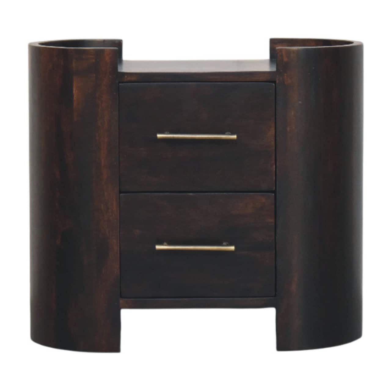Artisan Furniture Solid Wood Velvet Mocha Curve Bedside, Brown