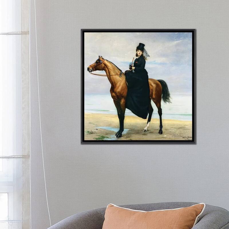 iCanvas "Equestrian Portrait of Mademoiselle Croizette, 1873" by Charles Emile Auguste Carolus-Duran Framed