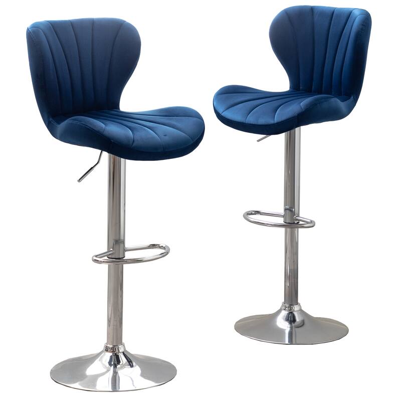 Upholstered Adjustable Swivel Barstools for Dining Room, Set of 2