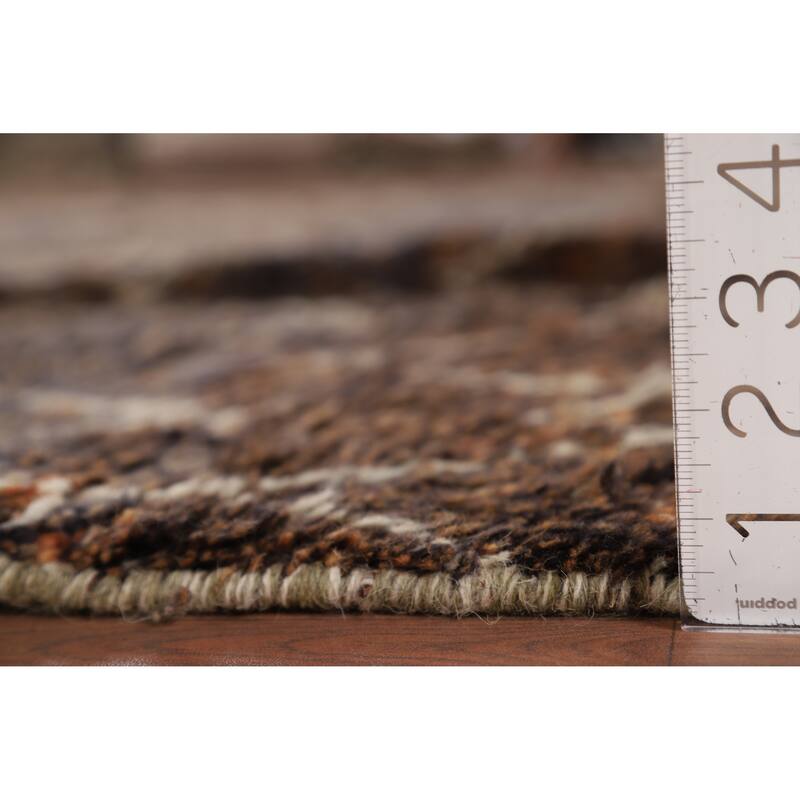 All-Over Brown Moroccan Area Rug Hand-Knotted Wool Carpet - 8'1" x 10'11"