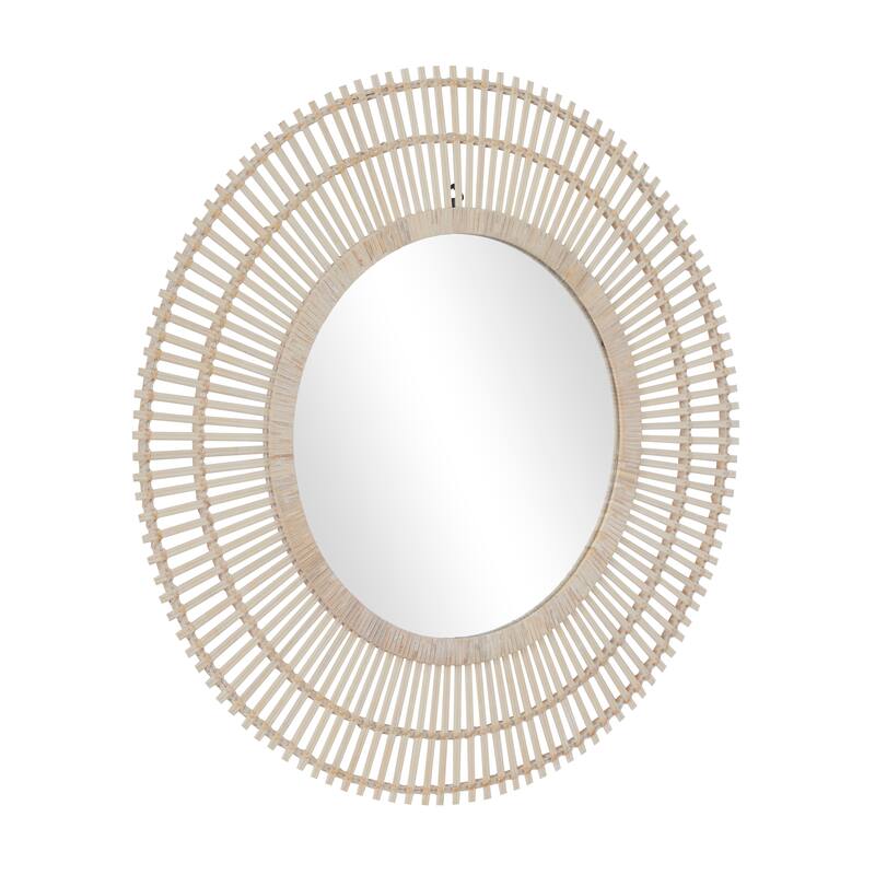 Bamboo Wood Starburst Handmade Stick Wall Mirror - Cream or Brown - Roche River Decor