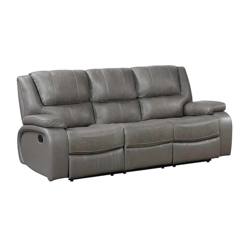 Fremont & Park Baron 86.5" Leather Manual Double Reclining Sofa, Wall Hugger Design - Gray