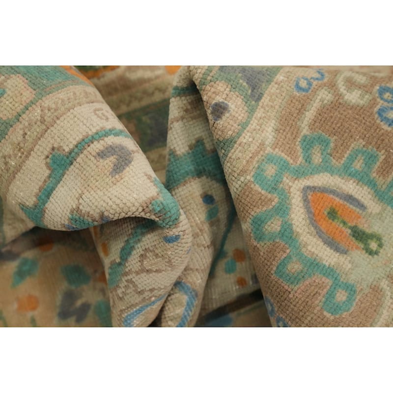 Hand Knotted Oriental 100% Wool Carpet Traditional Floral Peach Tabriz Area Rug - 12' 6'' X 9' 6''