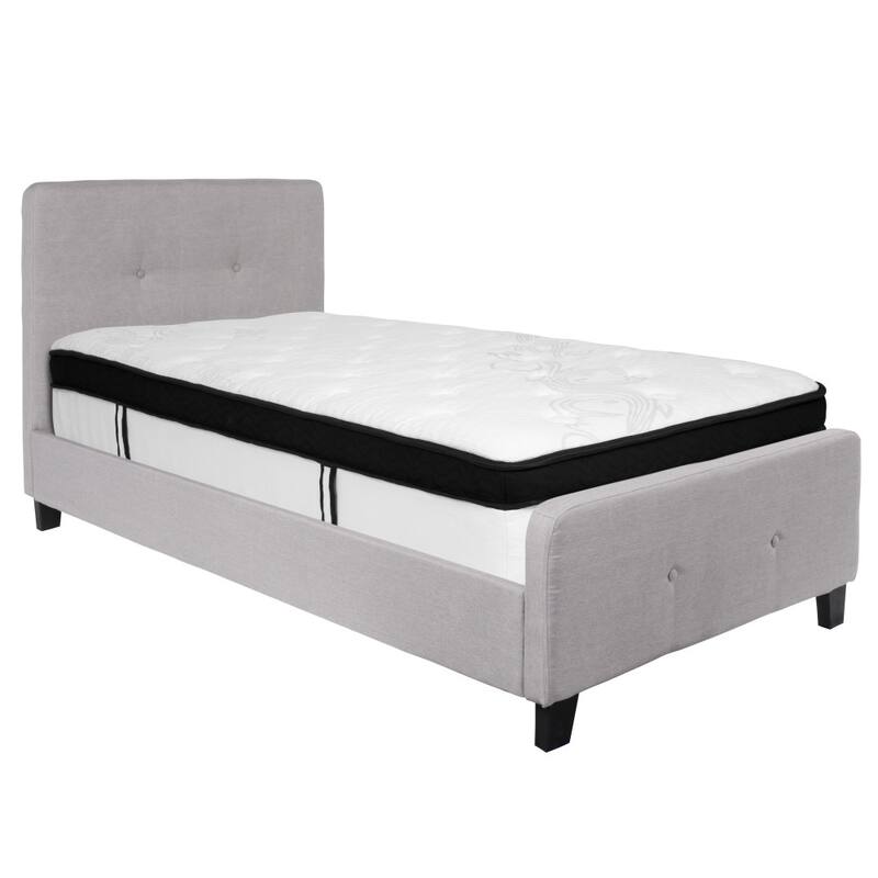 Button Tufted Platform Bed with Memory Foam Pocket Spring Mattress