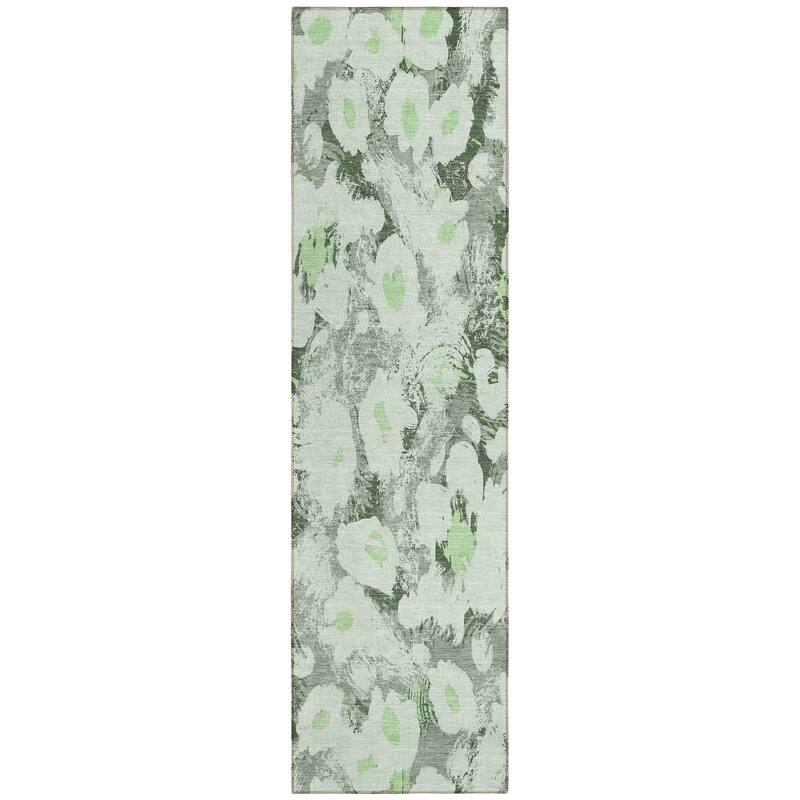 Machine Washable Indoor/ Outdoor Modern Daisy Chantille Rug