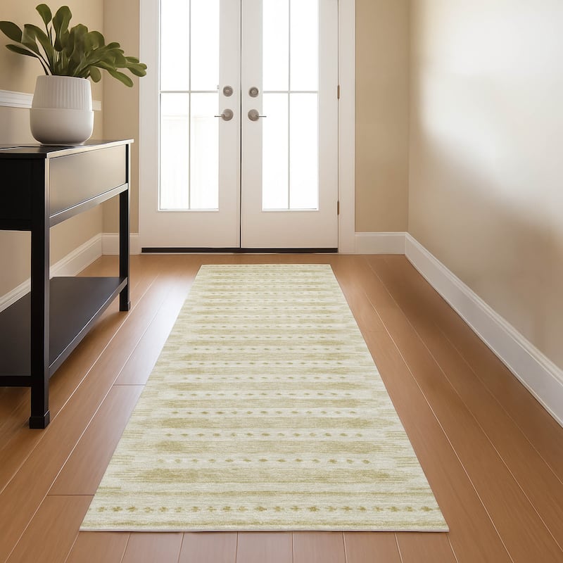 Premium Washable Super Soft Striped Ombre Mayfield Rug - Gold - 2'3" x 7'6"
