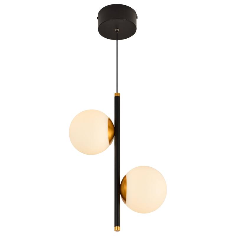 VONN Lighting Capri VCP2202BL 11" 2-Light ETL Certified Integrated LED Black Pendant Light Fixture with Glass Shades