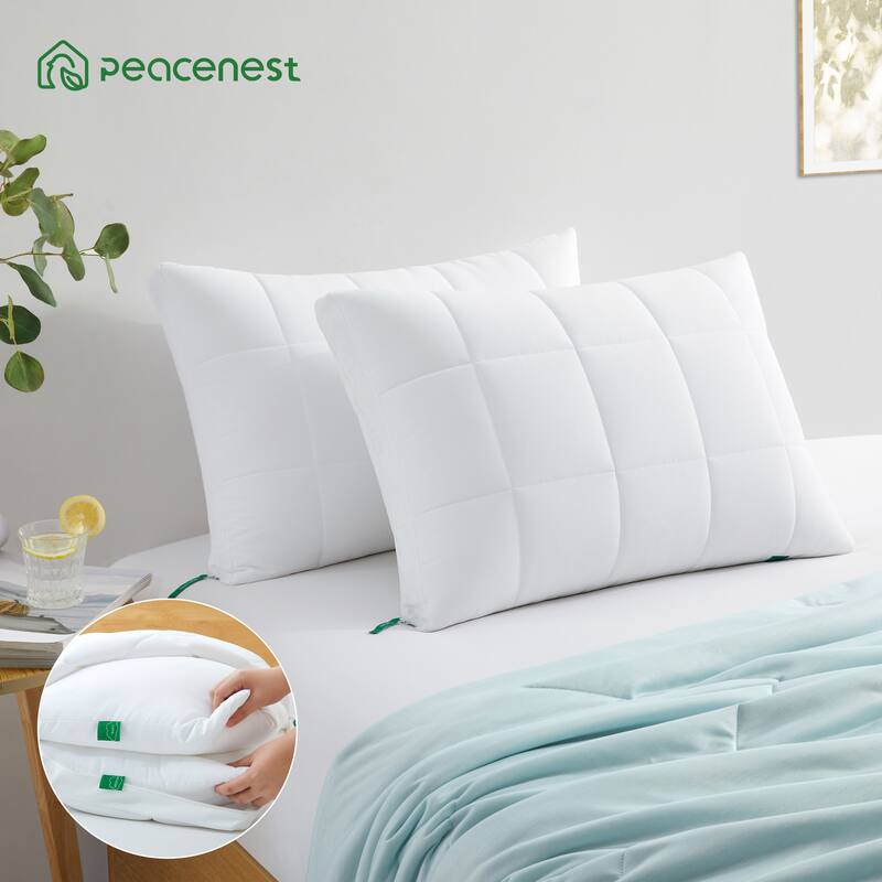 2 Pack 3 in 1 Cooling Adjustable Bed Pillow, Adjust Height Soft Firm Pillow for Back, Stomach or Side Sleepers - Medium-Soft - Standard