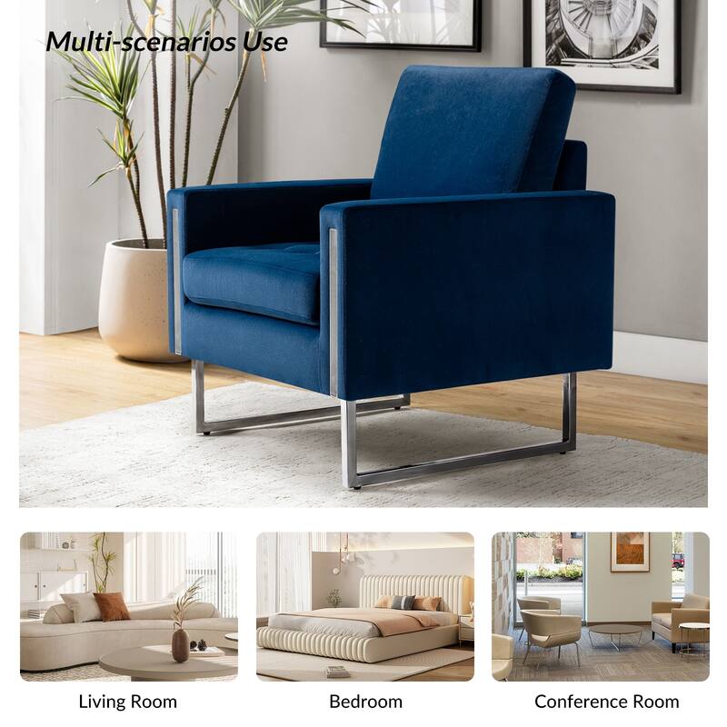 Elastus Modern Velvet Club Chair with Chic Metal Legs Set of 2 by HULALA HOME