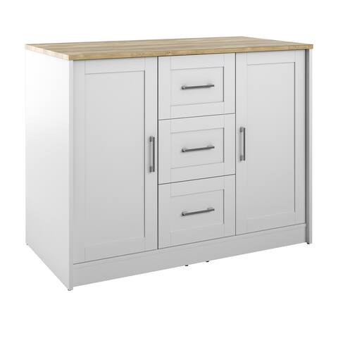 Traditional Kitchen Island with Butcher Block Top