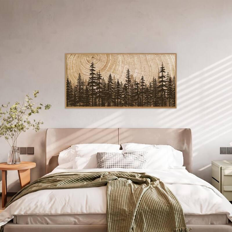 Natural Woodland Landscape Wall Decor, Large Retro Forest Painting