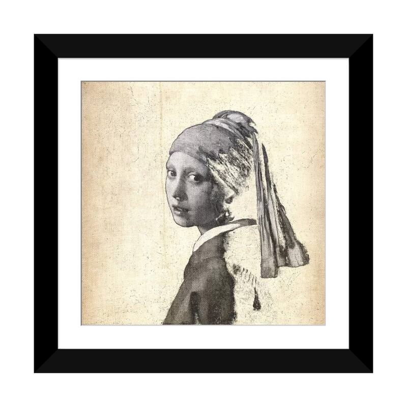 iCanvas "Girl with a Pearl Earring IX" by 5by5collective - Black - 24x24x1