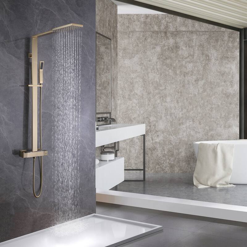Double Handles Two Functions Wall Mounted Bathroom Shower System With Thermostatic Valve