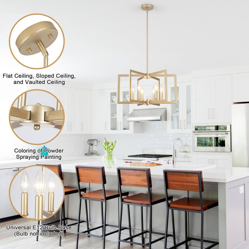 6-Light Candlestick Hanging Linear Foyer Chandelier Lighting for Dining Room Kitchen Island