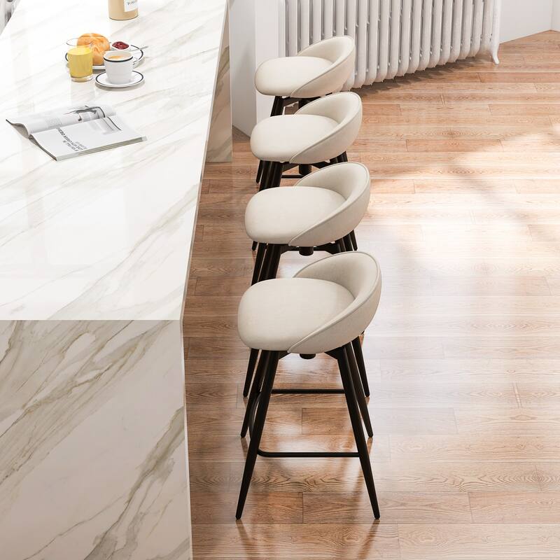 Gymax 25'' Upholstered Bar Stools Set of 4 w/ Footrest Backrest &