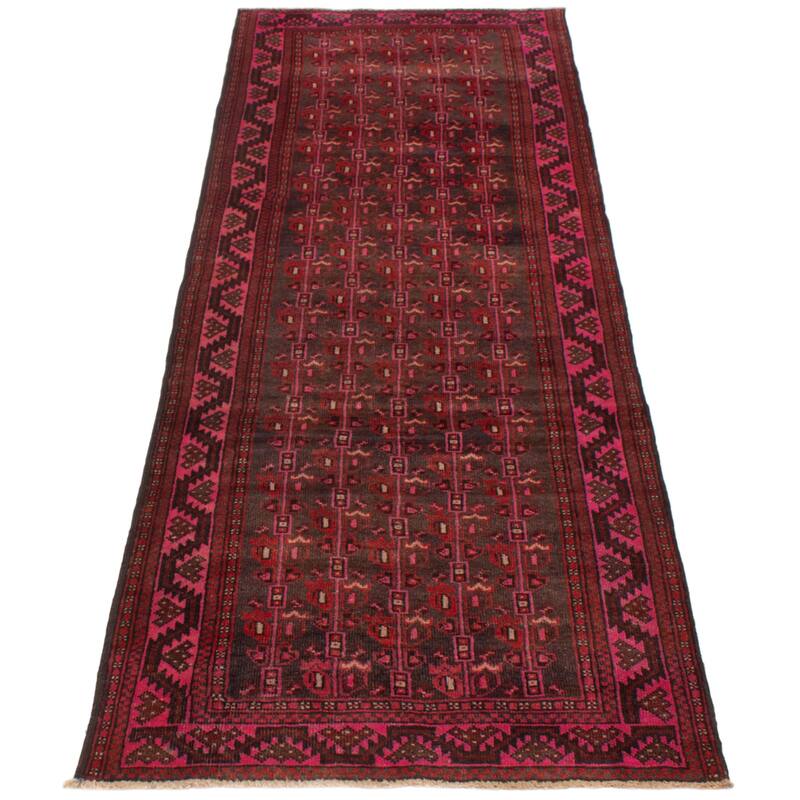 ECARPETGALLERY Hand-knotted Andelz Black, Red Wool Rug - 3'5 x 10'1