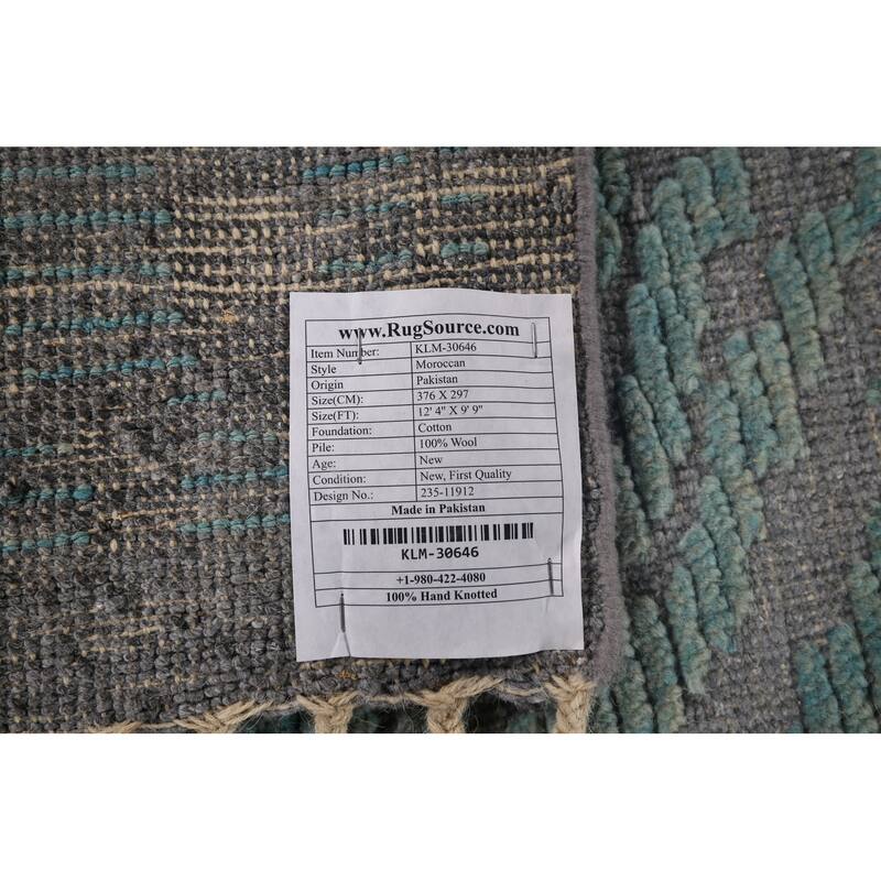 All-Over Abstract Moroccan Area Rug Hand-Knotted Wool Carpet - 9'9"x 12'4"